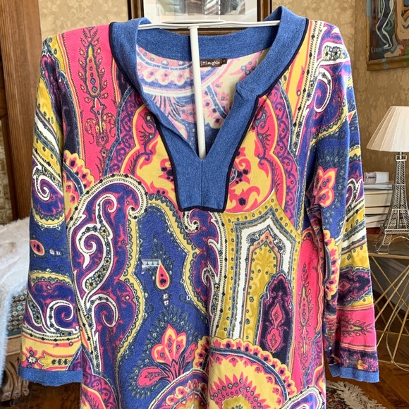 J McLaughlin cotton modal and‎ soandex tunic . Fantastic colors. Hand washable - Picture 1 of 3